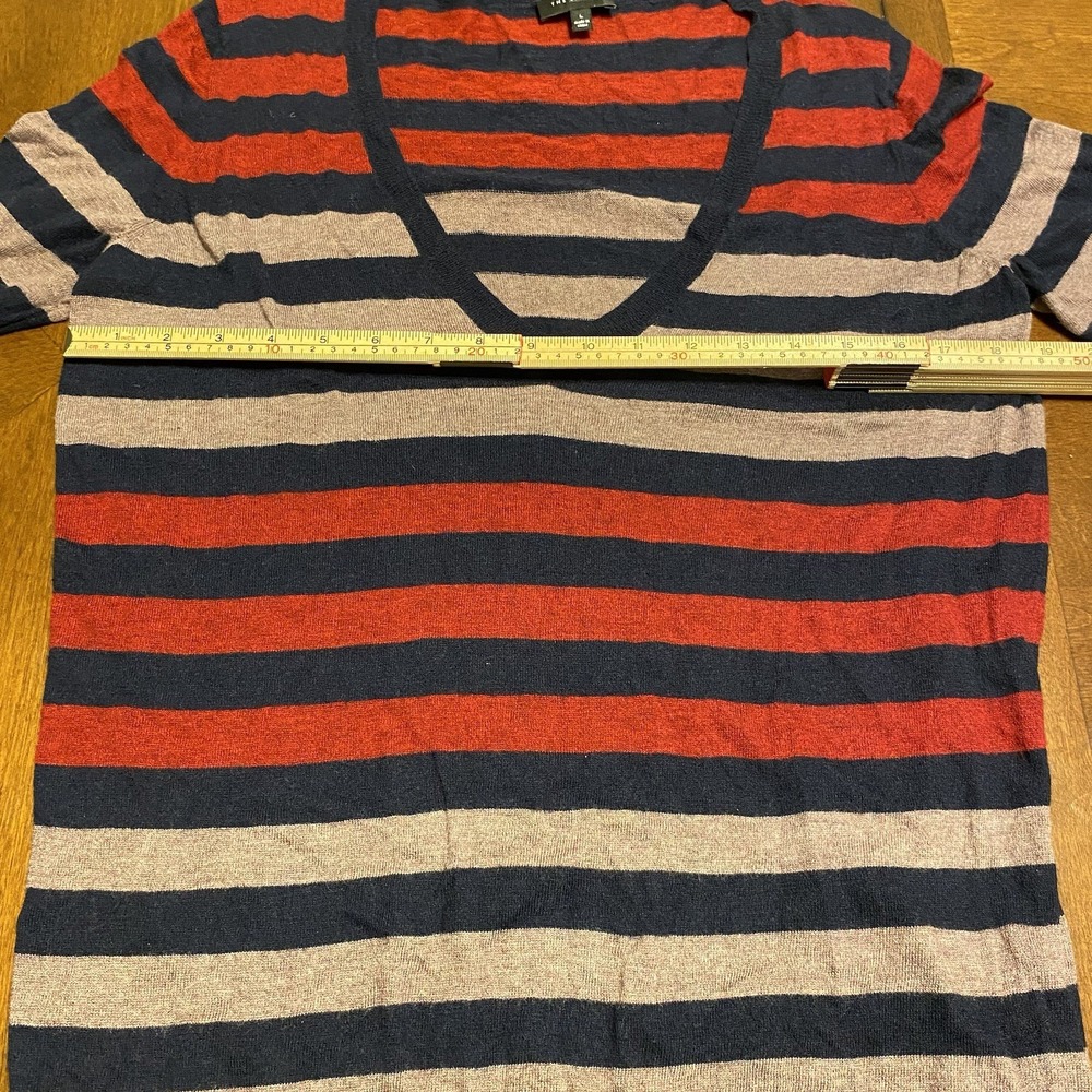 Limited Wool Blend V-Neck Striped Casual Sweater L Preppy Y2K Career Ski Snow - Picture 7 of 13